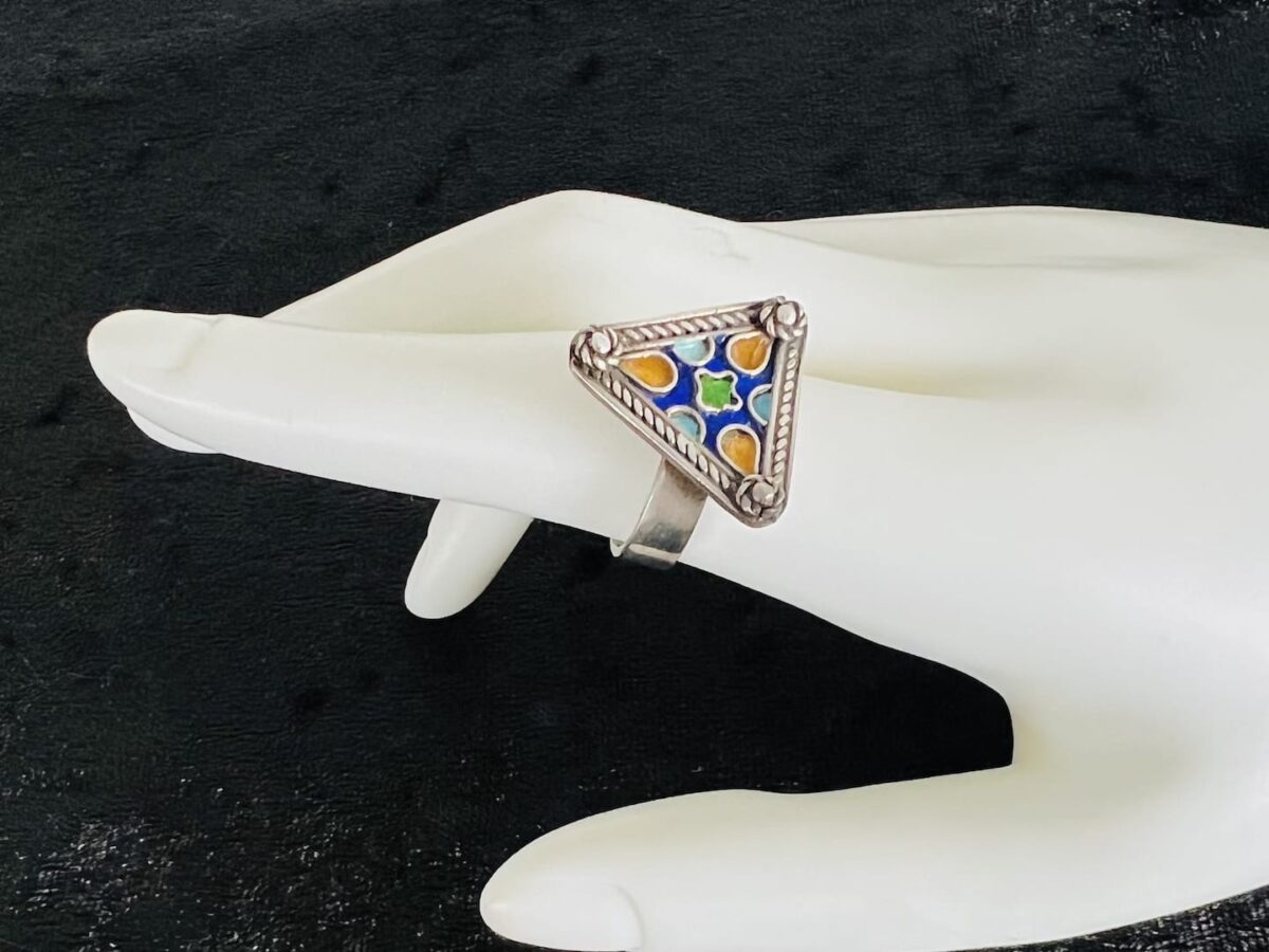 Silber Ring Emaille aus Marokko handgefertigt bei petit Marrakech