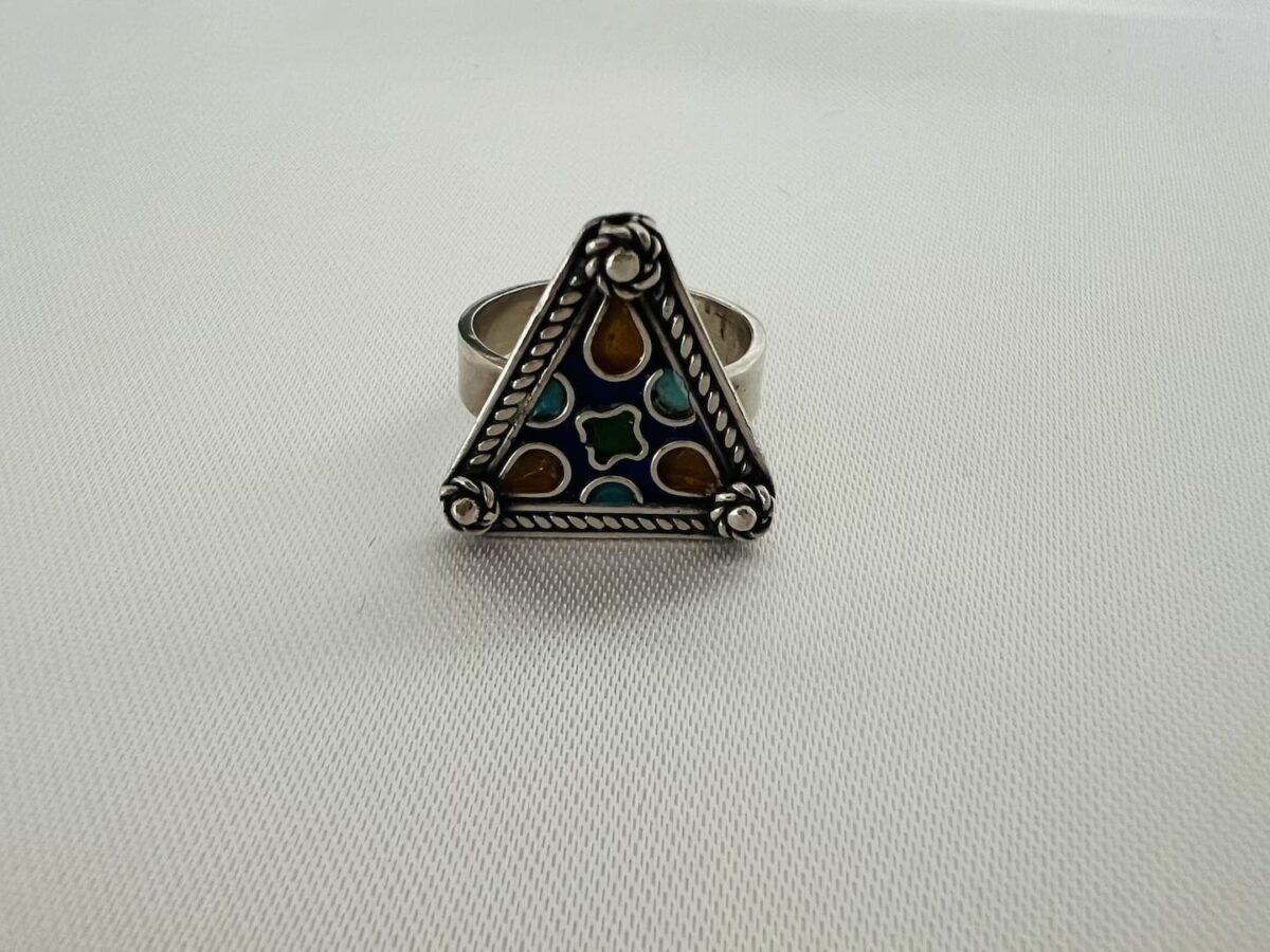 Silber Ring Emaille aus Marokko handgefertigt bei petit Marrakech