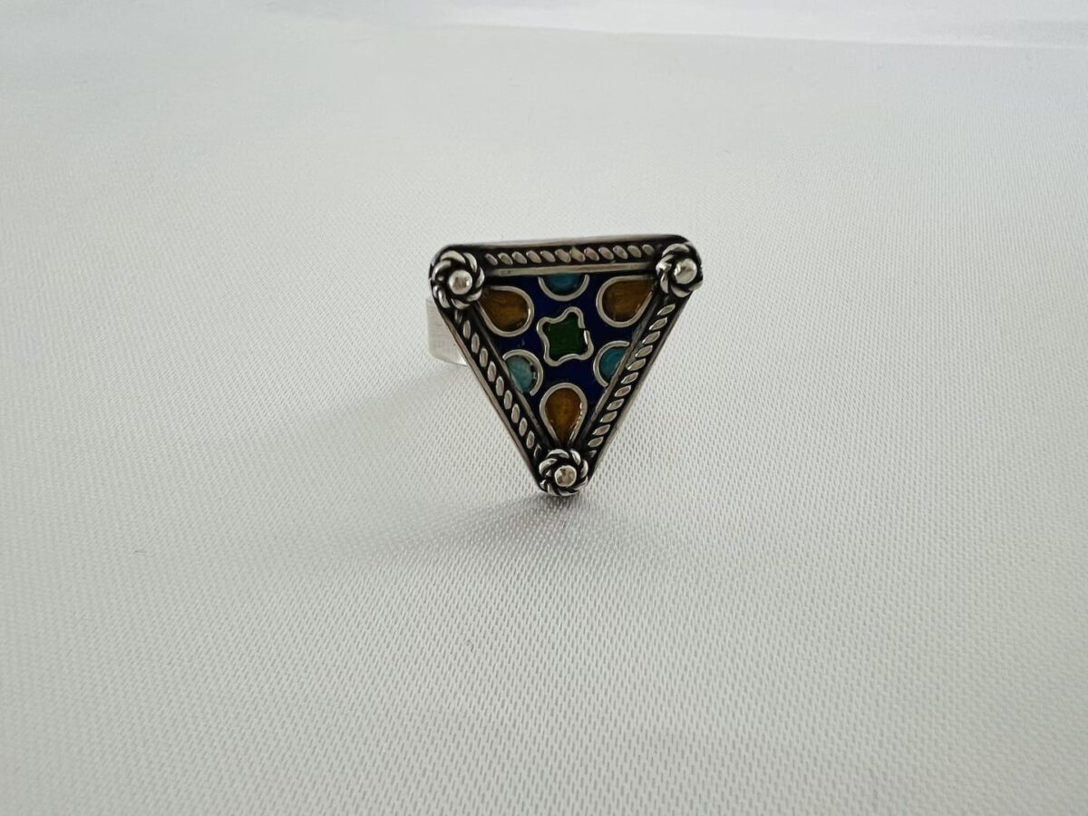 Silber Ring Emaille aus Marokko handgefertigt bei petit Marrakech