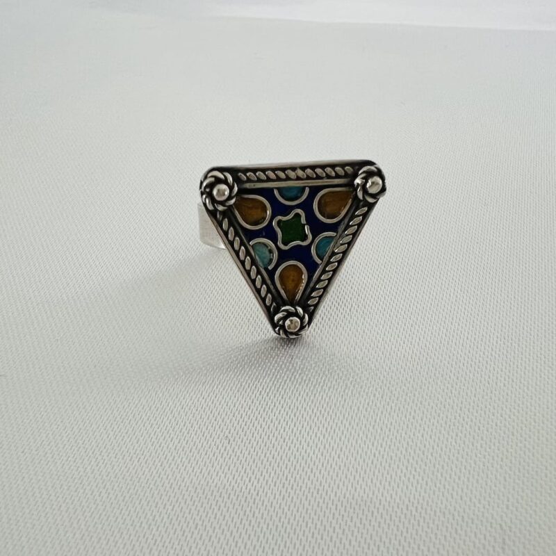 Silber Ring Emaille aus Marokko handgefertigt bei petit Marrakech