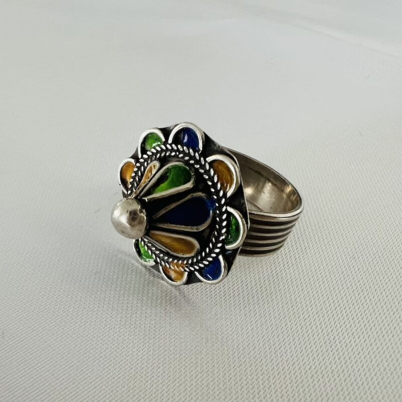 Silber Ring Emaille aus Marokko handgefertigt bei petit Marrakech