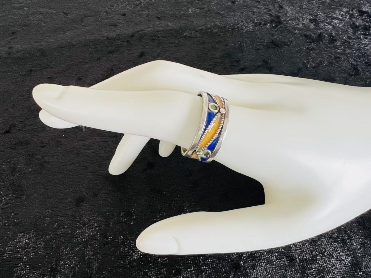 Silber Ring Emaille aus Marokko handgefertigt bei petit Marrakech