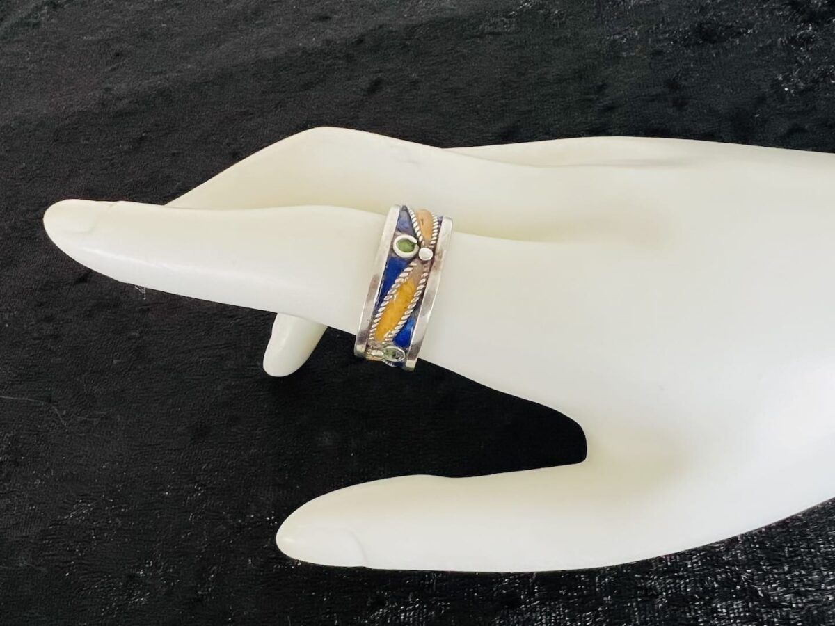 Silber Ring Emaille aus Marokko handgefertigt bei petit Marrakech