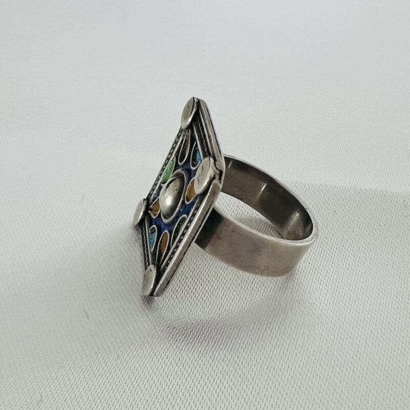 Silber Ring Emaille aus Marokko handgefertigt bei petit Marrakech