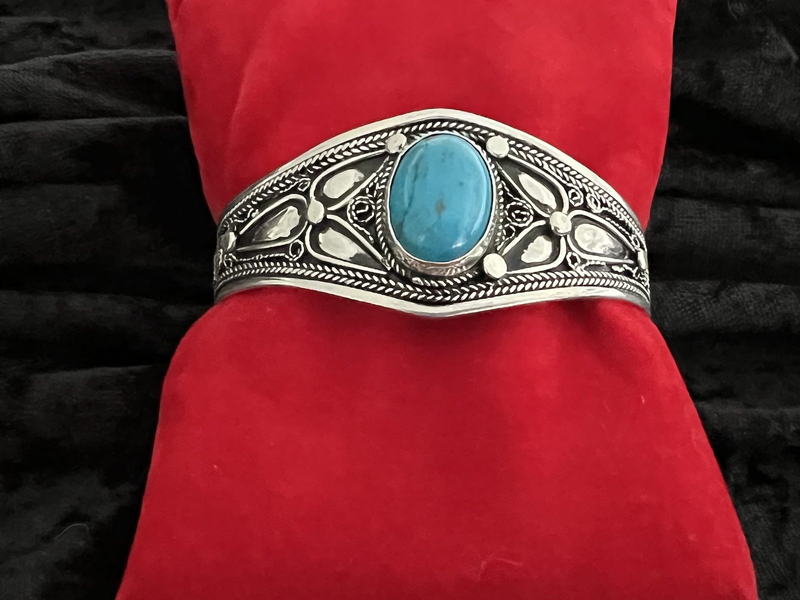 Berber_Armreifen:türkis_3 handgefertigter marokkanischer Silberarmreifen