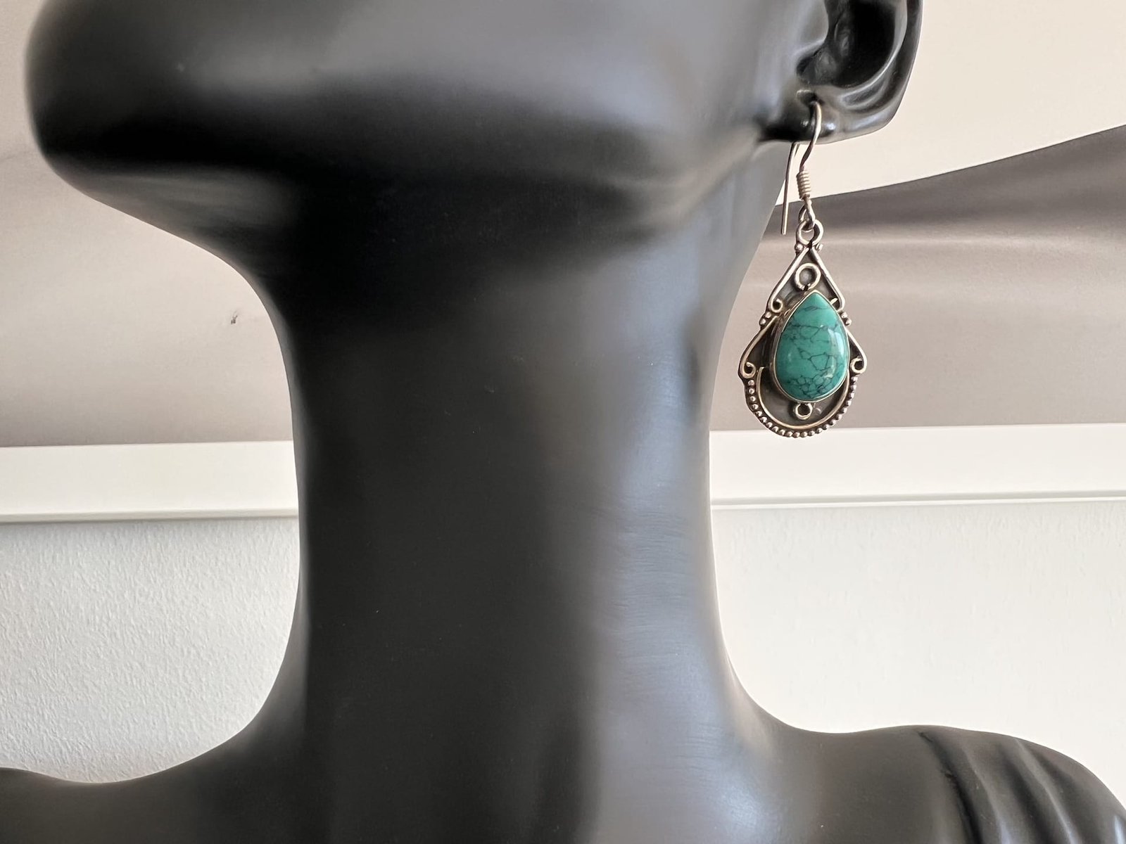 Silber_Ohrringe_Türkis_Orient_bei_petit_Marrakech_01 handgefertigter Silber Schmuck aus Marokko