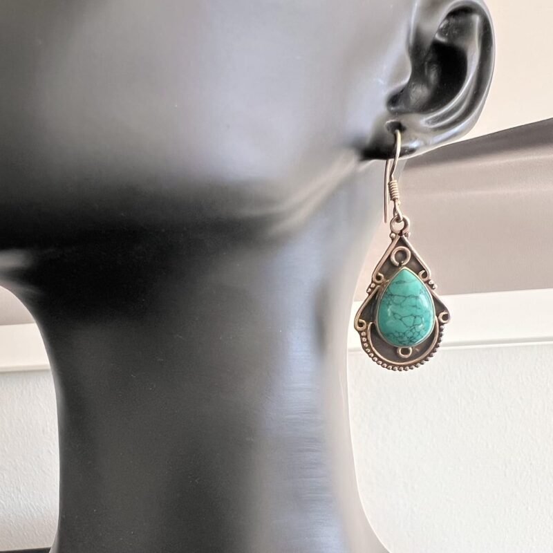Silber_Ohrringe_Türkis_Orient_bei_petit_Marrakech_02 handgefertigter Silber Schmuck aus Marokko
