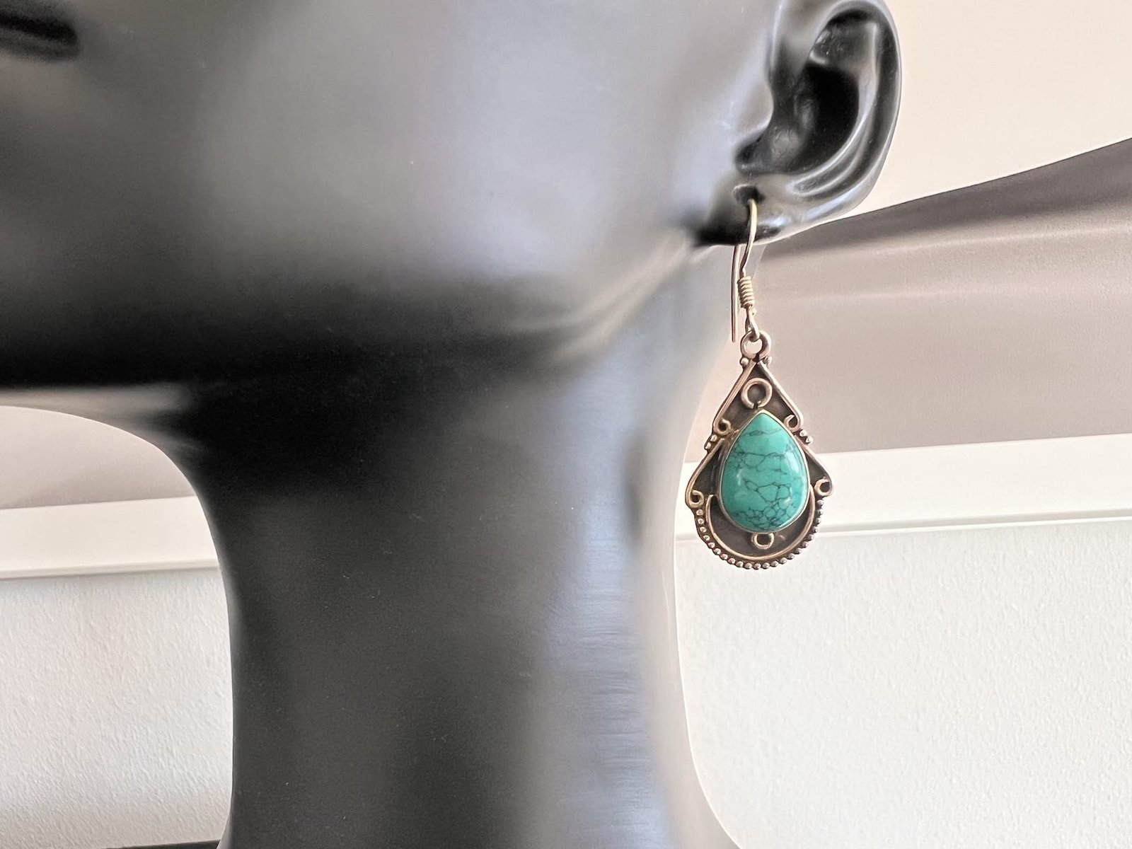 Silber_Ohrringe_Türkis_Orient_bei_petit_Marrakech_02 handgefertigter Silber Schmuck aus Marokko