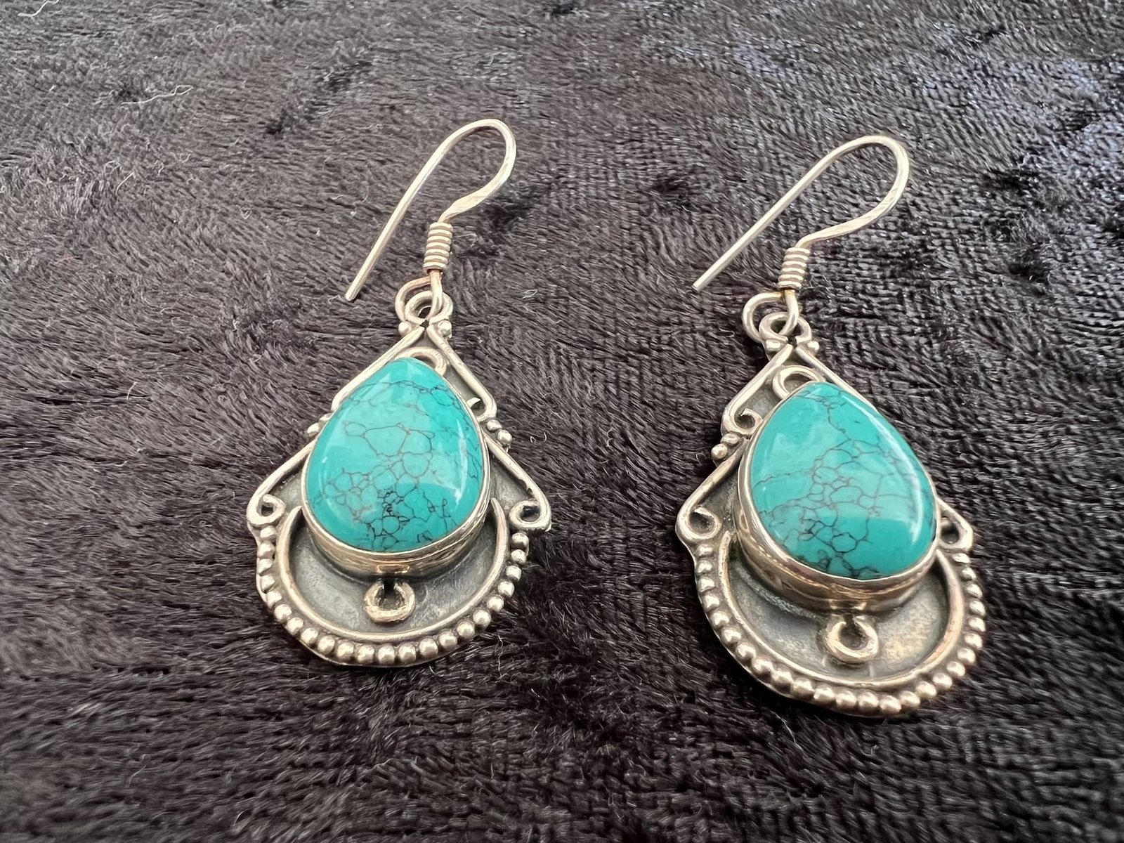 Silber_Ohrringe_Türkis_Orient_bei_petit_Marrakech_03 handgefertigter Silber Schmuck aus Marokko