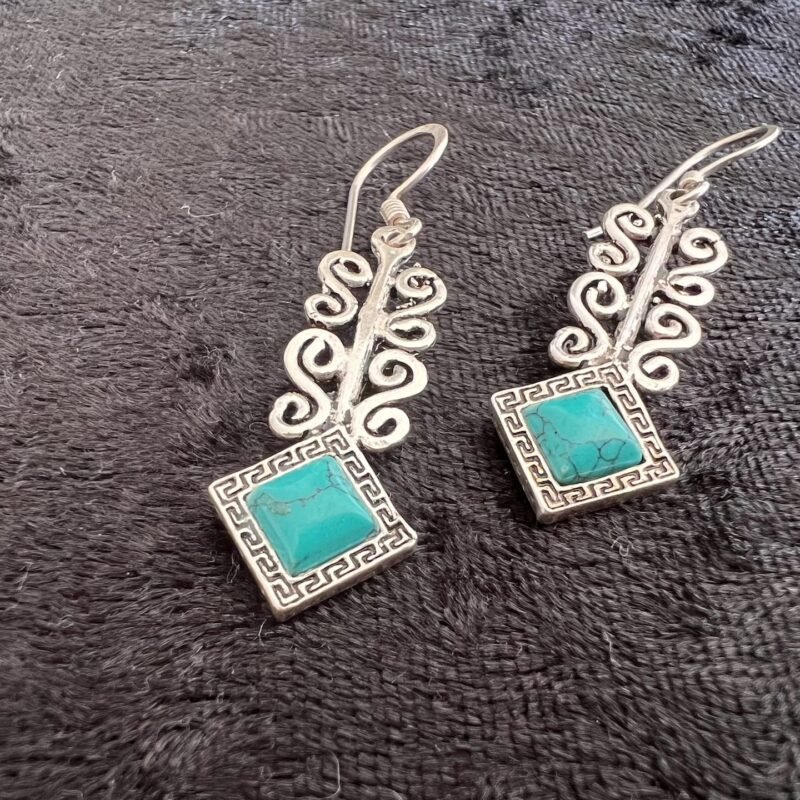 Silber_Ohrringe_Türkis_modern_bei_petit_Marrakech_02 handgefertigter Silber Schmuck aus Marokko